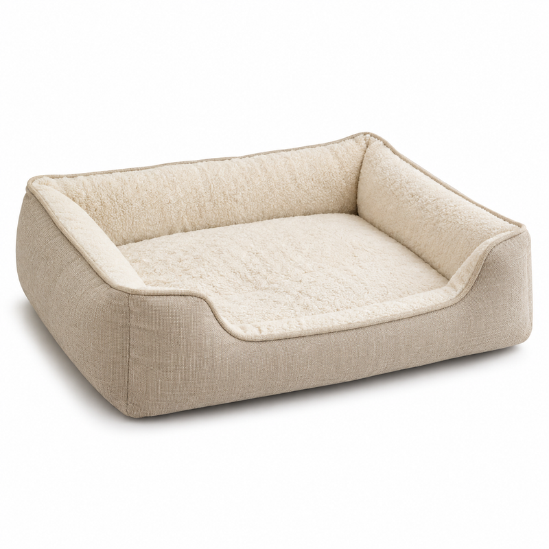 Bolster Pet Bed - Oatmeal Beige, 31.5 x 23.6 in