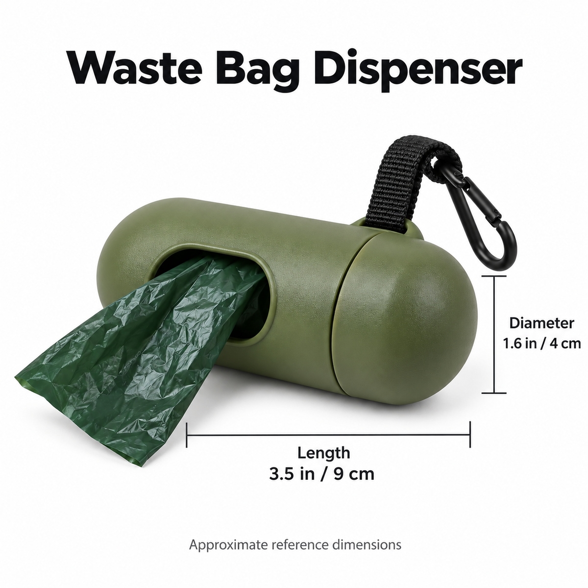 Dog Waste Bag Dispenser - Olive Green, 3.5 in