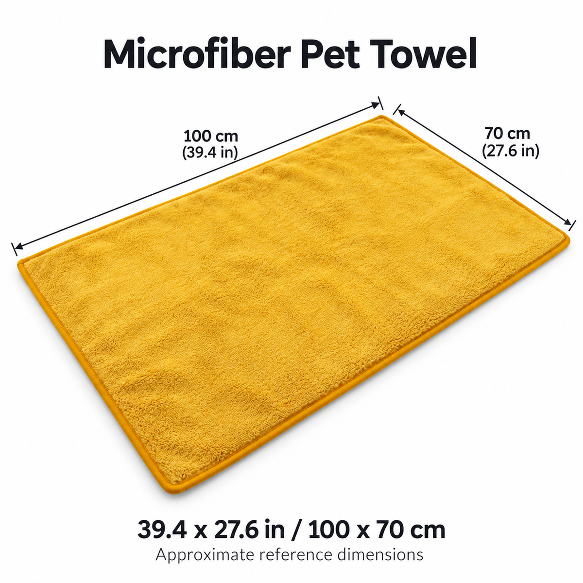 Microfiber Pet Towel - Mustard Yellow, 39.4 x 27.6 in