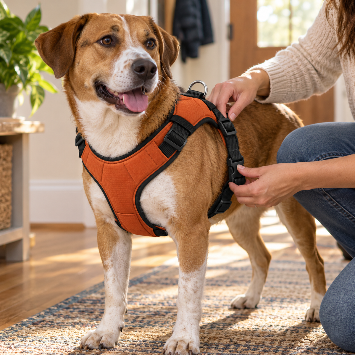 Padded Dog Harness - Rust Orange, Size M