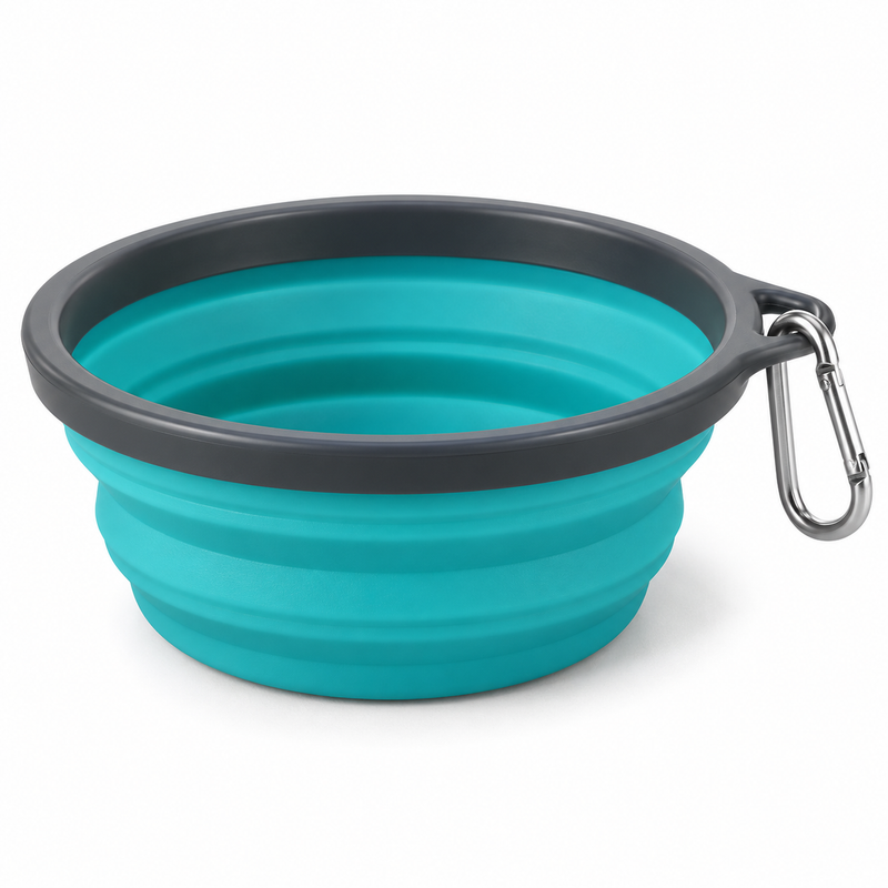 Collapsible Silicone Pet Travel Bowl - Teal, 5.9 in
