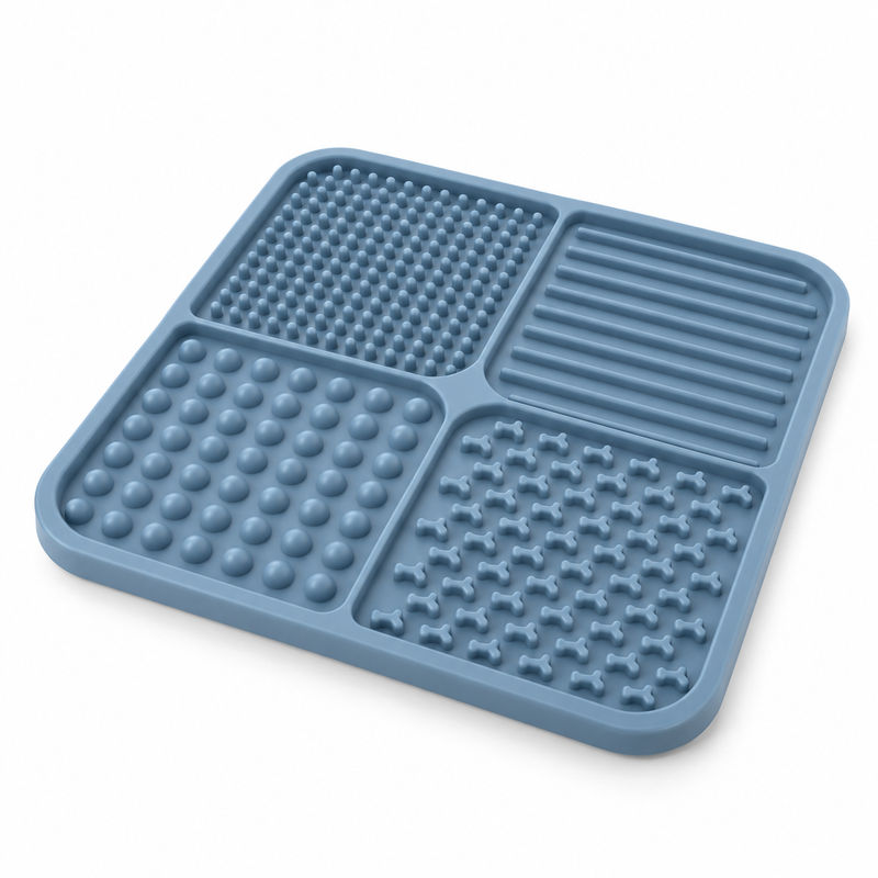Silicone Pet Lick Mat - Dusty Blue, 7.9 x 7.9 in