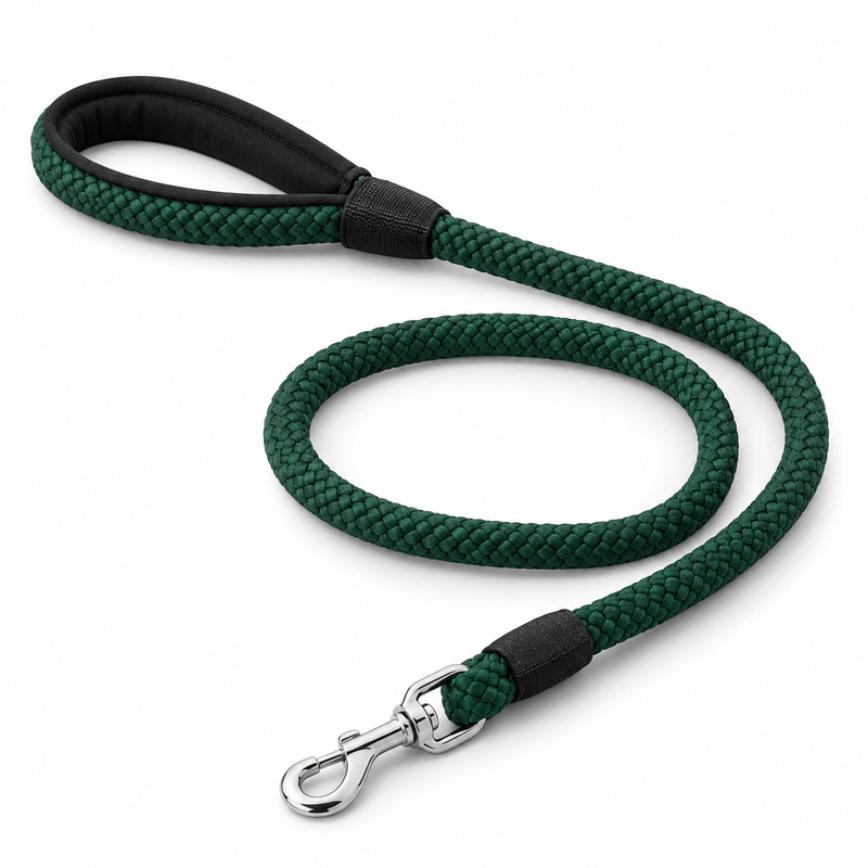 Rope Dog Leash with Padded Handle - Forest Green, 59.1 in