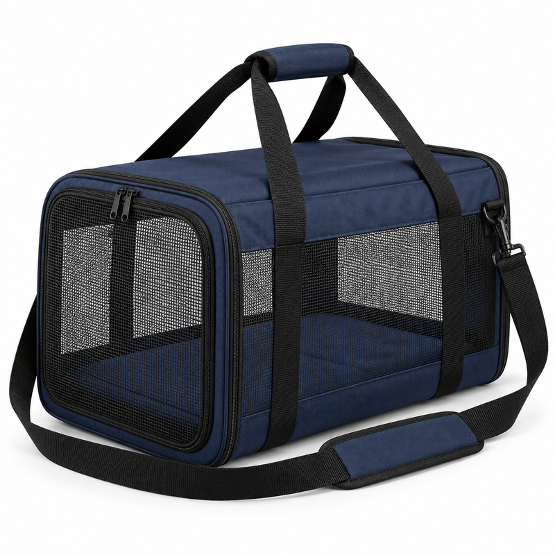 Soft-Sided Pet Carrier - Navy Blue, 17.7 in