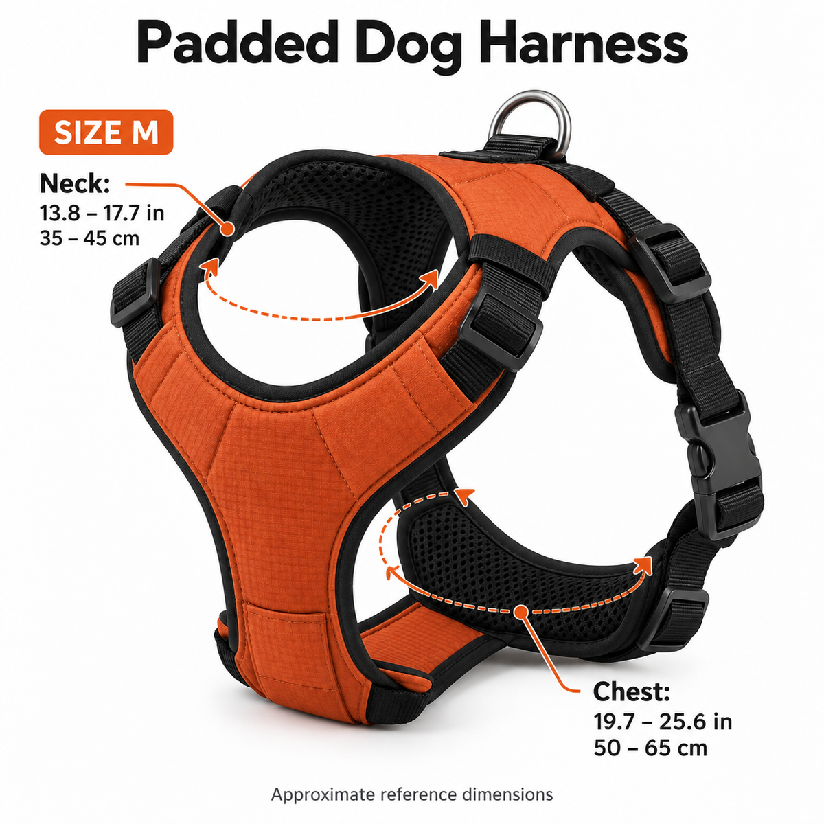 Padded Dog Harness - Rust Orange, Size M