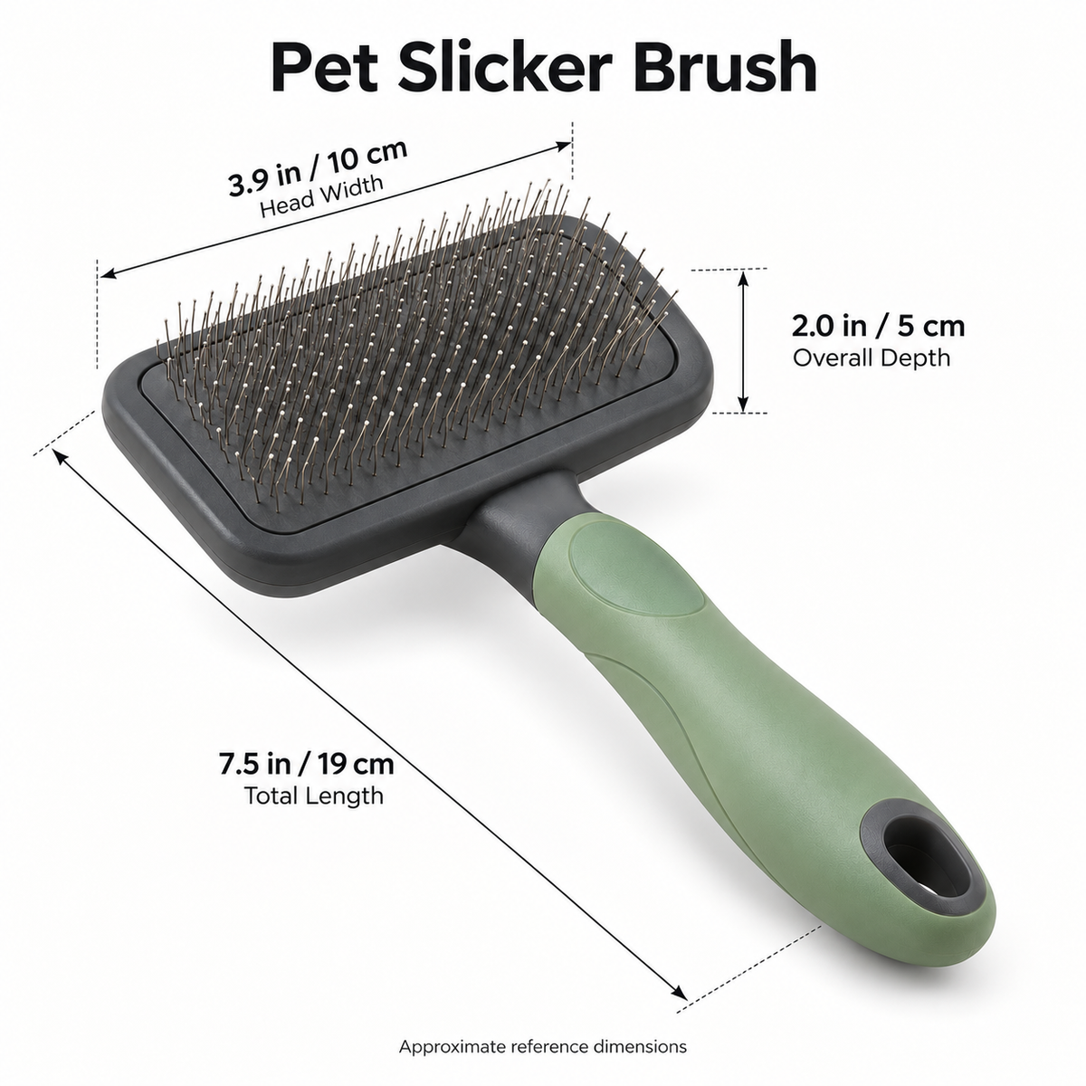 Pet Slicker Brush - Sage Green, 7.5 in