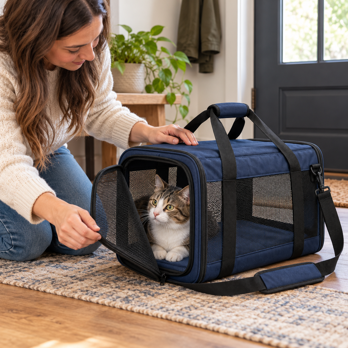 Soft-Sided Pet Carrier - Navy Blue, 17.7 in
