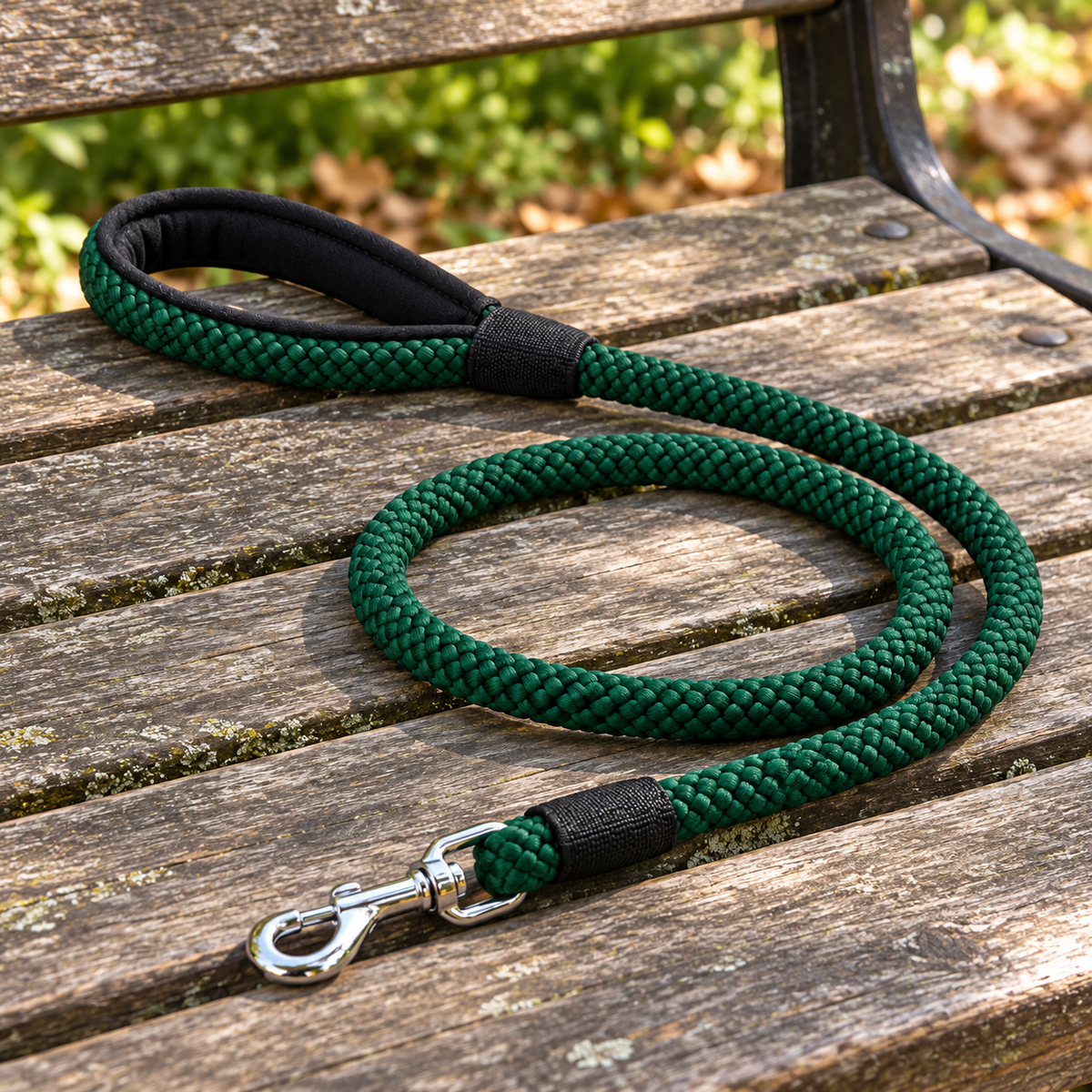Rope Dog Leash with Padded Handle - Forest Green, 59.1 in