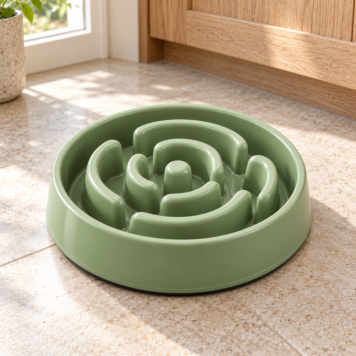 Slow Feeder Dog Bowl - Sage Green, 9.8 in